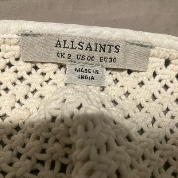 AllSaints Ivory Crochet Maxi Dress with slip - Picture 4 of 6